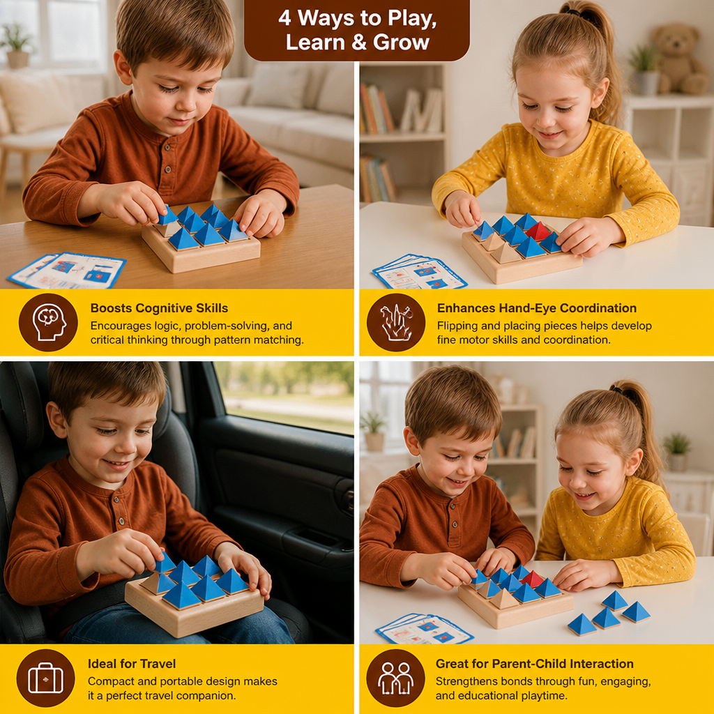 Wooden Geometric Pattern Puzzle – Logic & Spatial Thinking Game