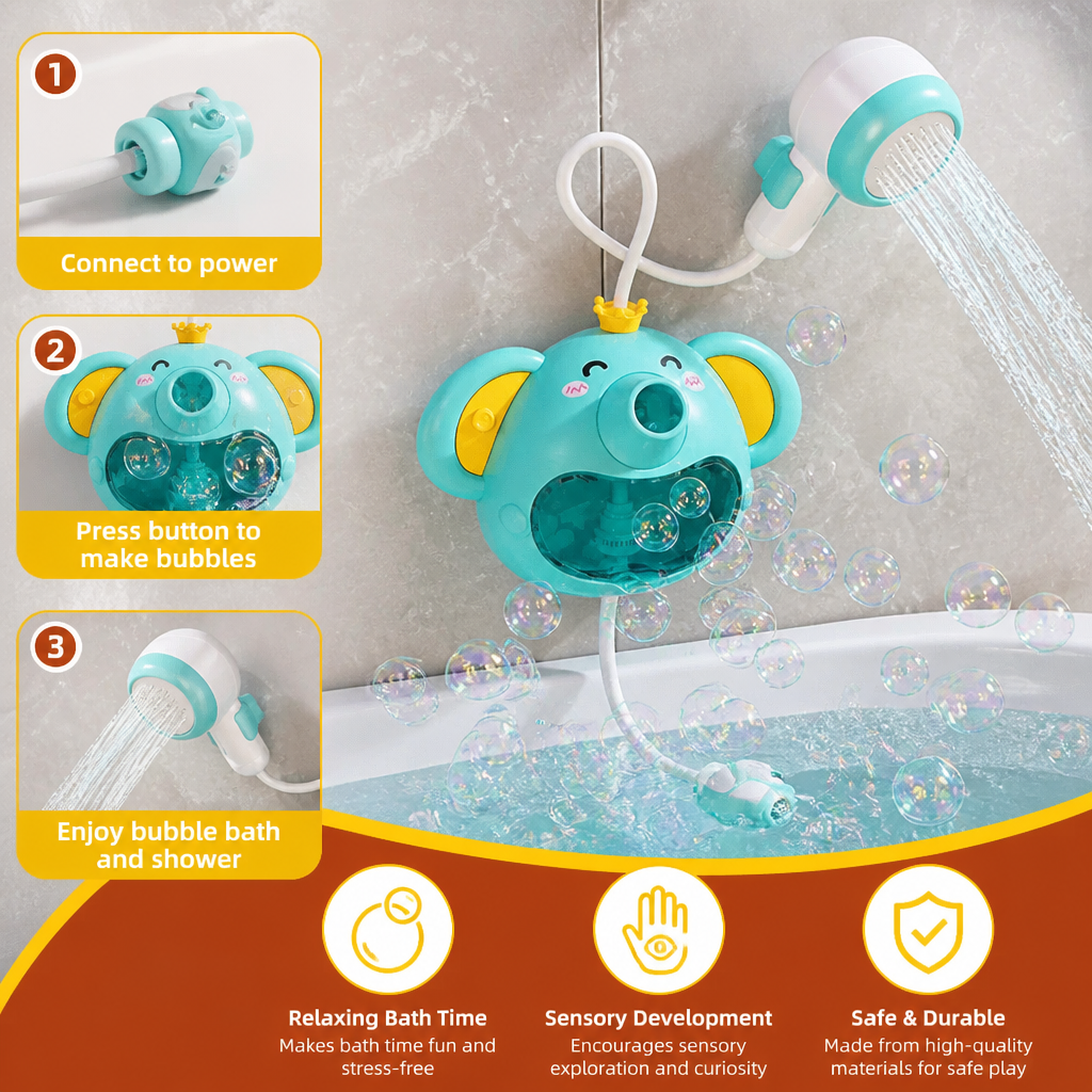 Musical Elephant Bubble Bath Toy with Shower Head