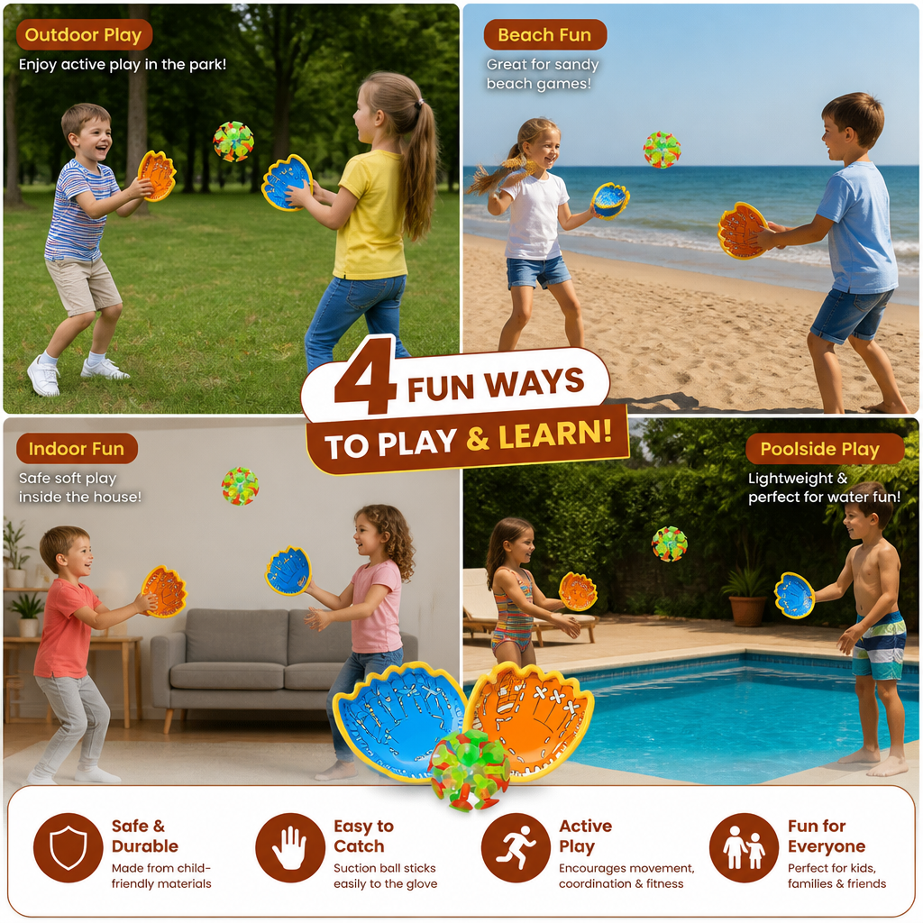 Suction Cup Ball Racket Game Set for Kids