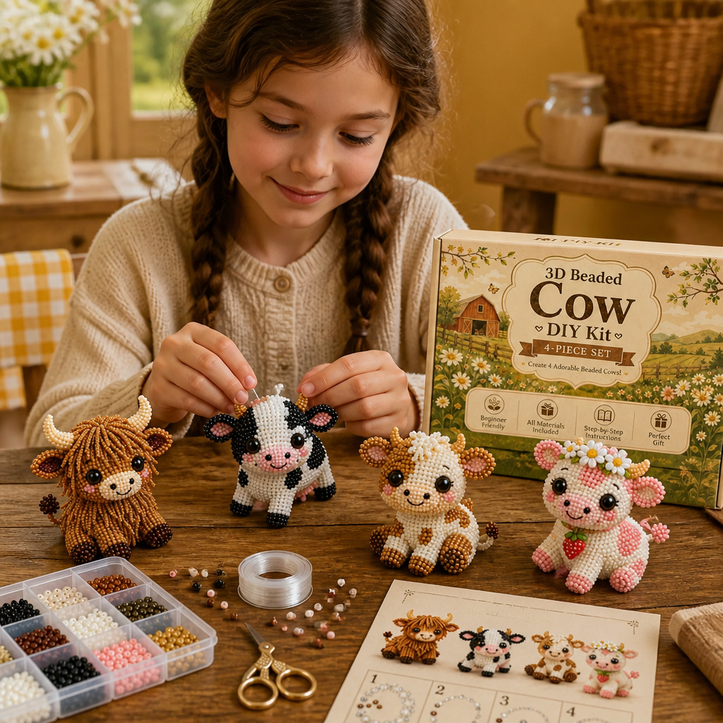 3D Beaded Animal Craft Kit – DIY Mini Bead Art Set for Beginners