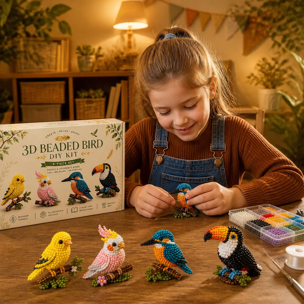 3D Beaded Animal Craft Kit – DIY Mini Bead Art Set for Beginners