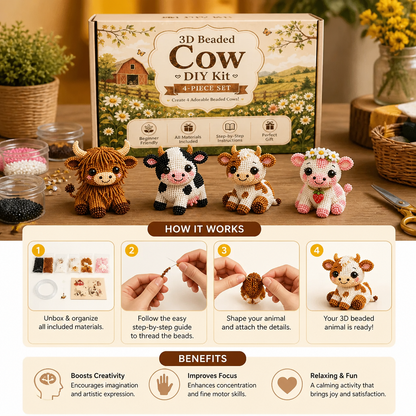 3D Beaded Animal Craft Kit – DIY Mini Bead Art Set for Beginners