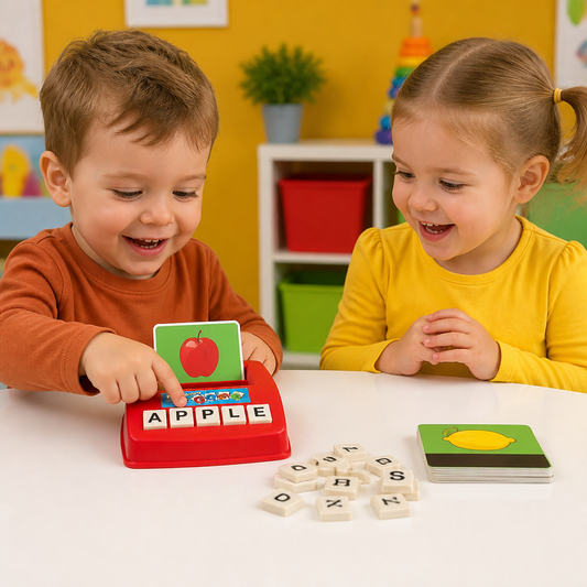 Interactive Spelling & Word Matching Game – Preschool Literacy Learning Toy with Picture Cards & Letter Tiles