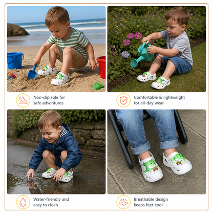 Kids’ LED Dinosaur Clogs – Light-Up Non-Slip Summer Garden & Beach Shoes