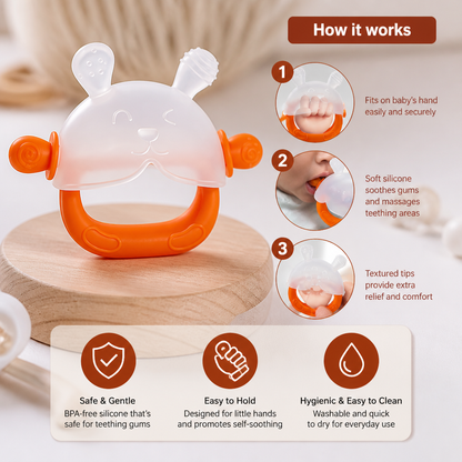 Bunny Baby Teething Mitten – Soft BPA-Free Silicone Gum Soother with Anti-Drop Wristband (3–18 Months)