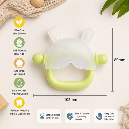 Bunny Baby Teething Mitten – Soft BPA-Free Silicone Gum Soother with Anti-Drop Wristband (3–18 Months)