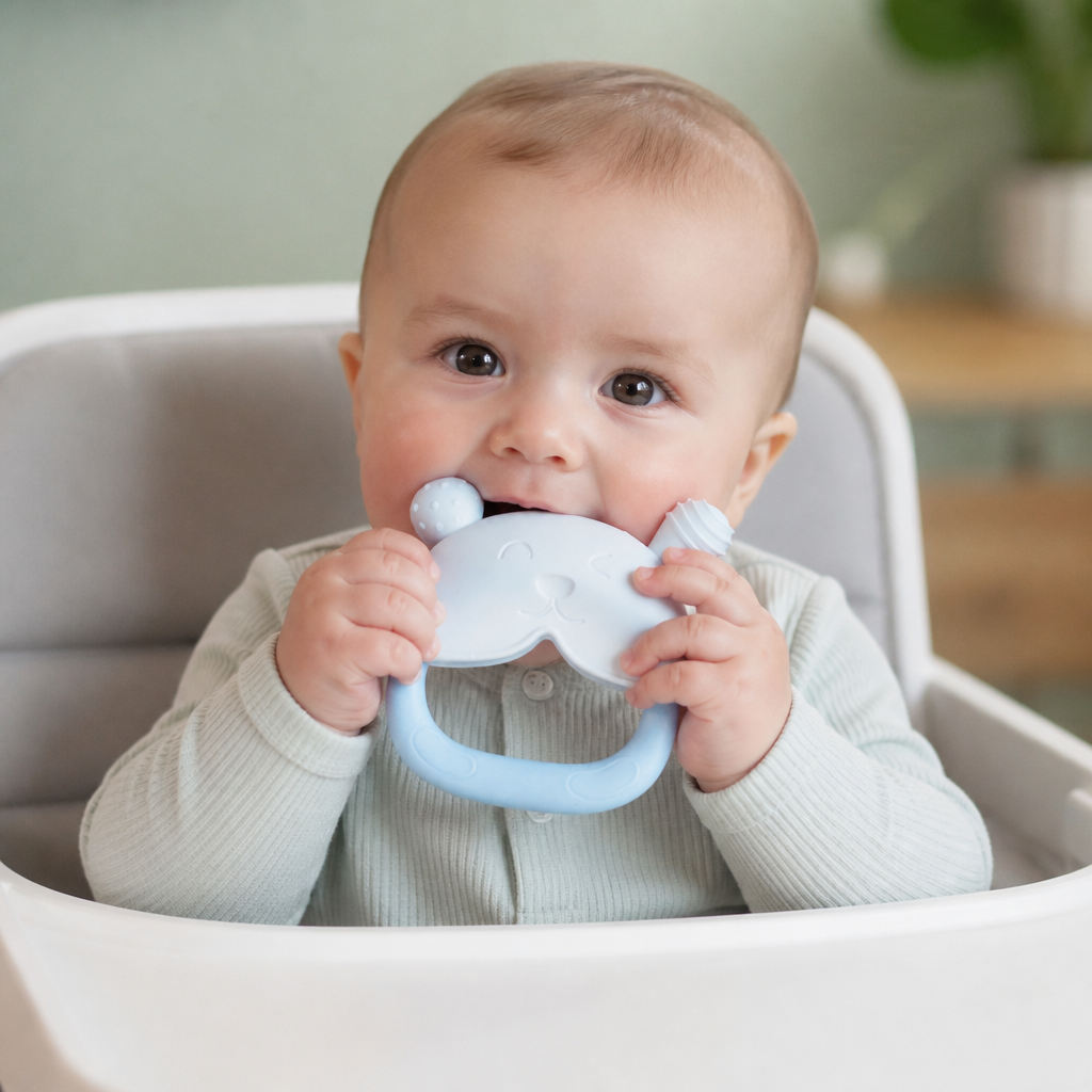 Bunny Baby Teething Mitten – Soft BPA-Free Silicone Gum Soother with Anti-Drop Wristband (3–18 Months)