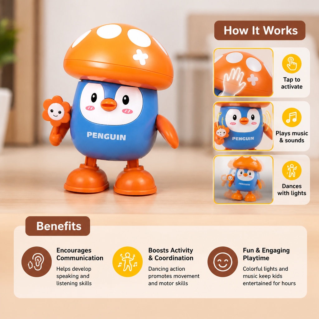 Interactive Talking & Dancing Penguin Toy with Music