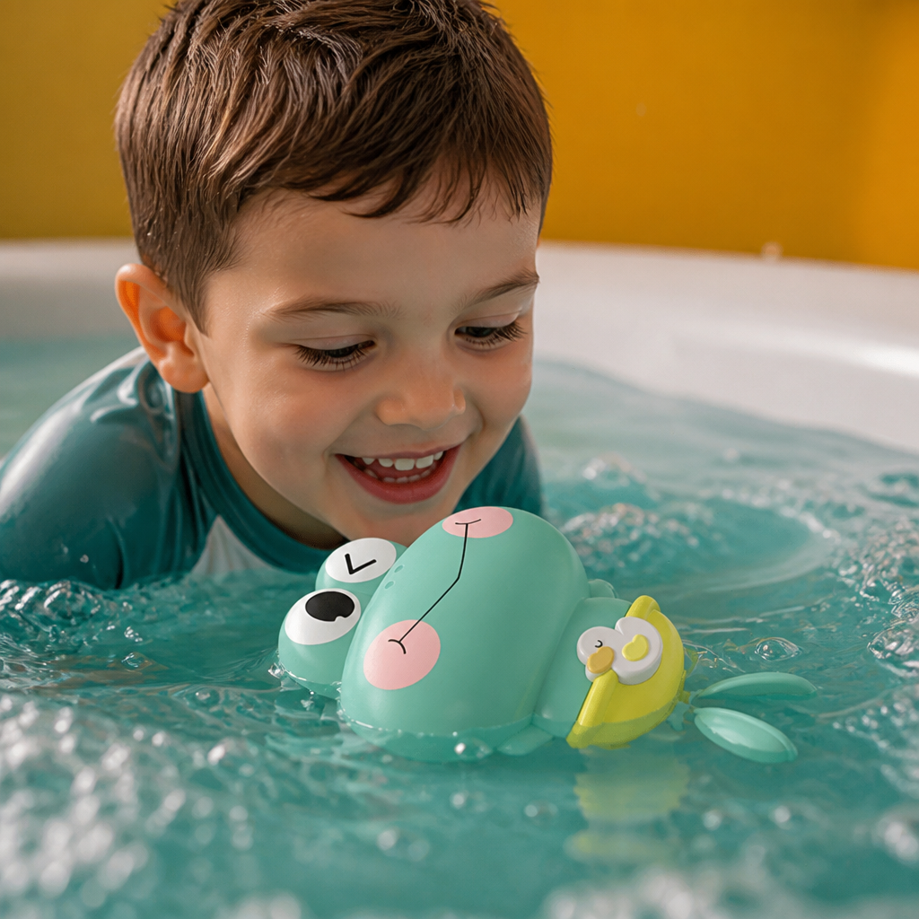 Cute Wind-Up Swimming Frog Bath Toy for Kids