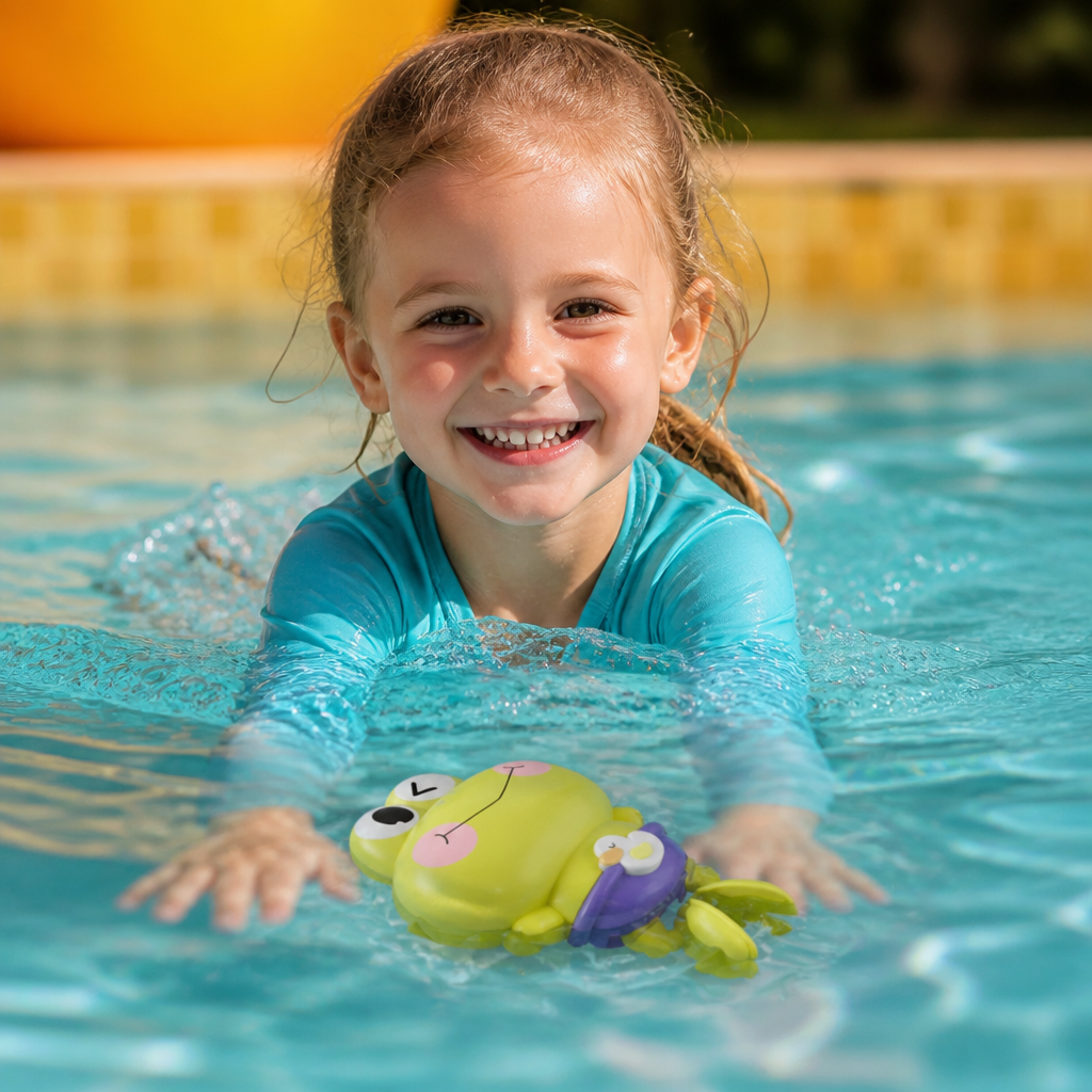 Cute Wind-Up Swimming Frog Bath Toy for Kids