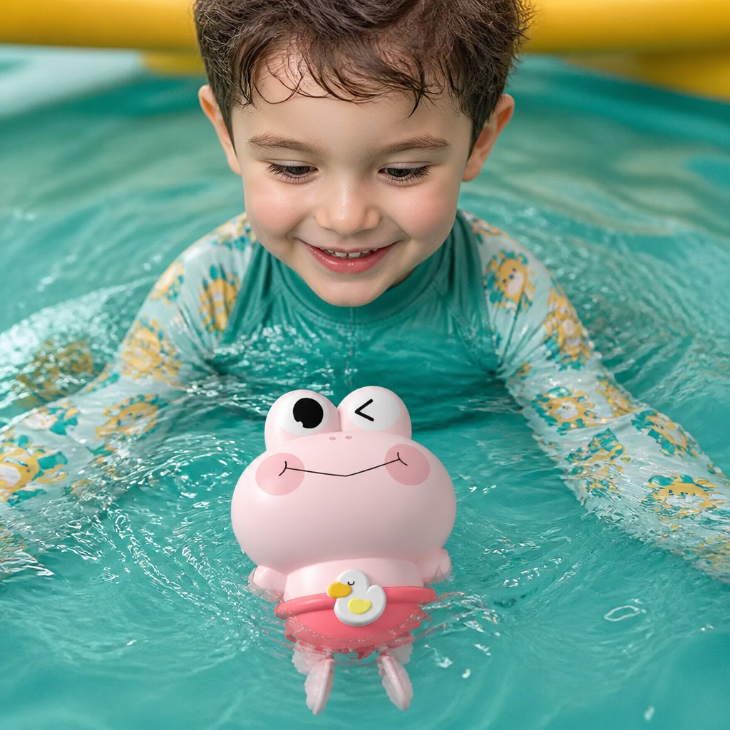 Cute Wind-Up Swimming Frog Bath Toy for Kids