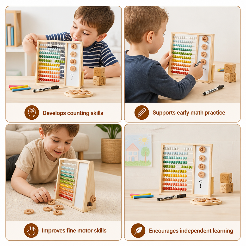 Magnetic Wooden Abacus for Kids – Educational Toy with Numbers and Colors