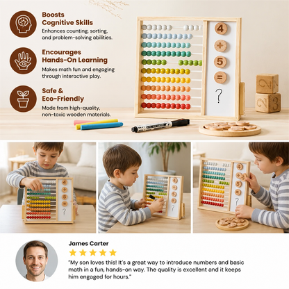 Magnetic Wooden Abacus for Kids – Educational Toy with Numbers and Colors