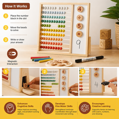 Magnetic Wooden Abacus for Kids – Educational Toy with Numbers and Colors