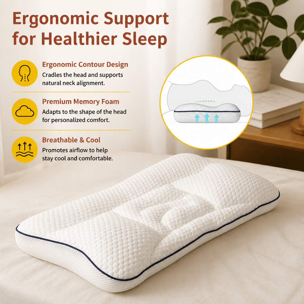 Ergonomic Neck Support Memory Foam Kids Pillow