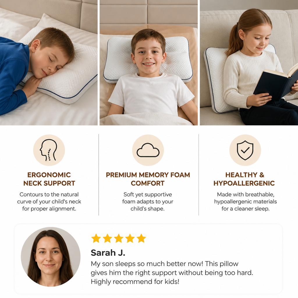 Ergonomic Neck Support Memory Foam Kids Pillow