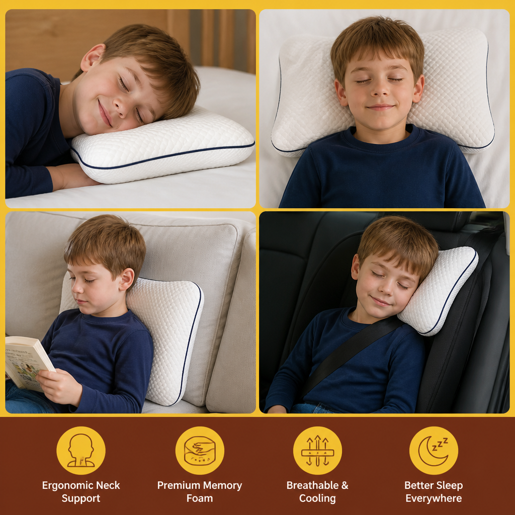 Ergonomic Neck Support Memory Foam Kids Pillow