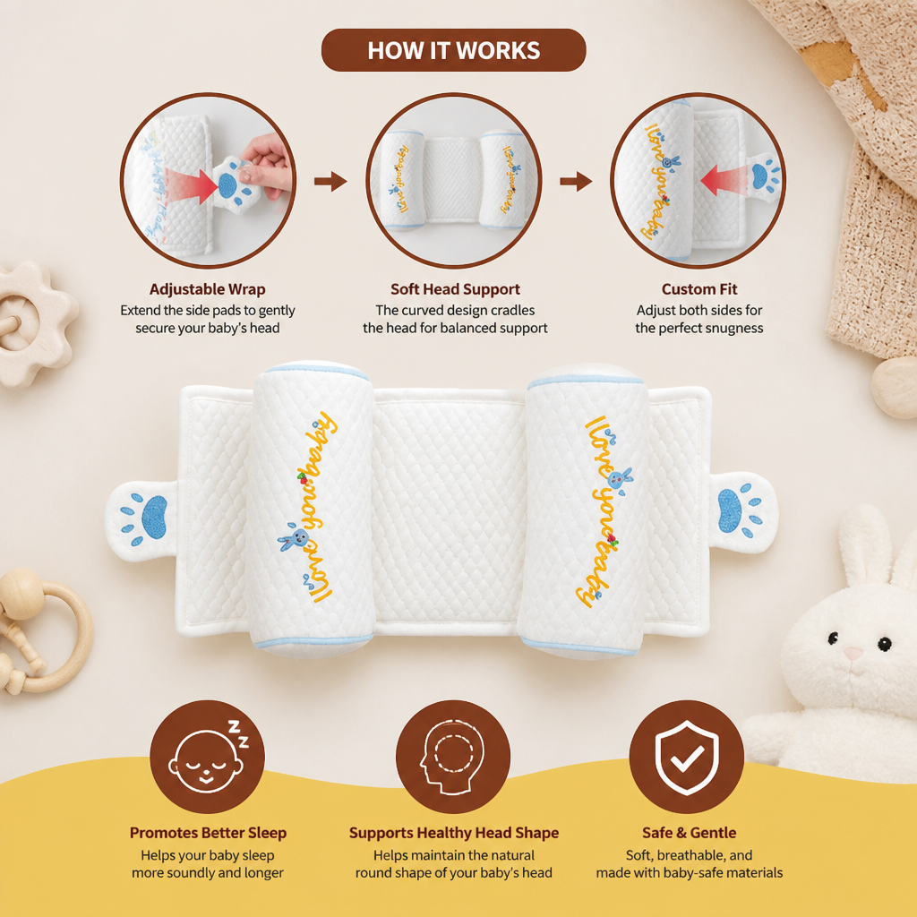 Adjustable Baby Head Shaping Pillow with Millet Filling