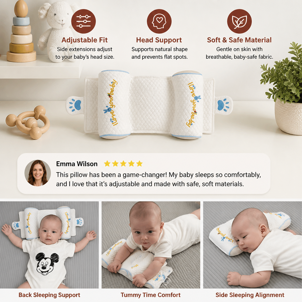 Adjustable Baby Head Shaping Pillow with Millet Filling