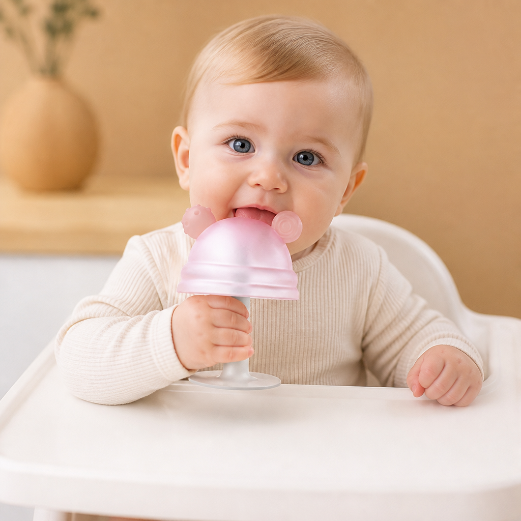 Baby Mushroom Silicone Teether for Tiny Hands