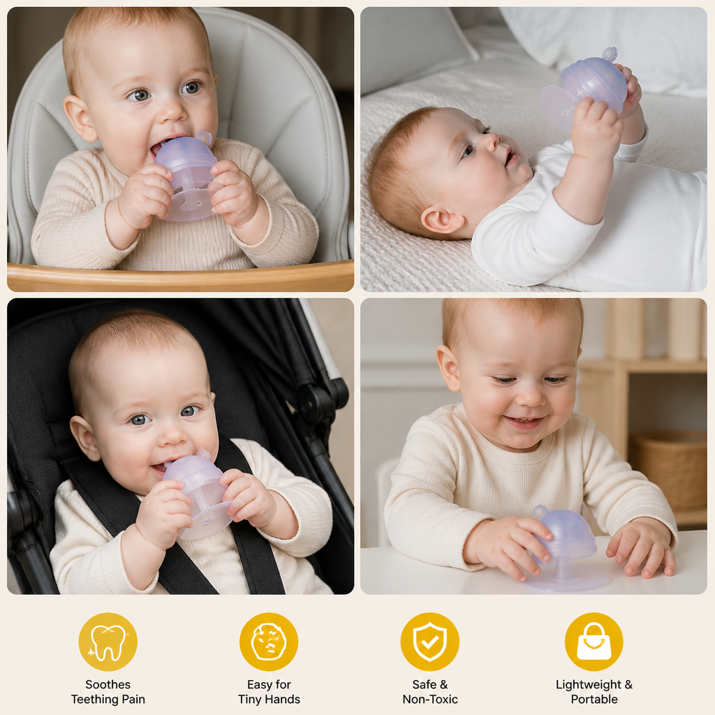 Baby Mushroom Silicone Teether for Tiny Hands