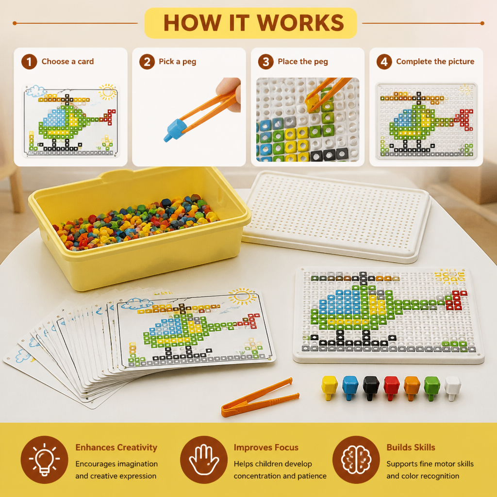 Montessori Learning Peg Mosaic Board