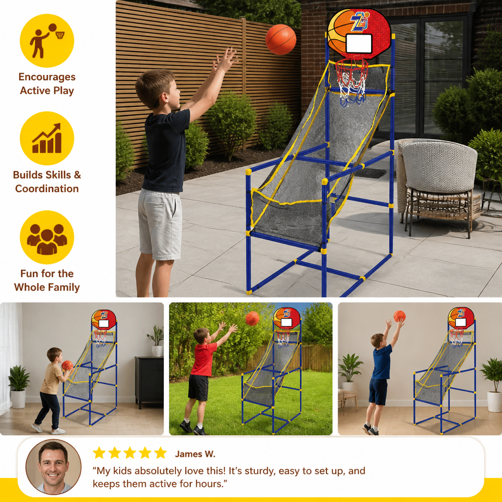 Adjustable Kids Basketball Hoop Set - That Grows With Your Kids