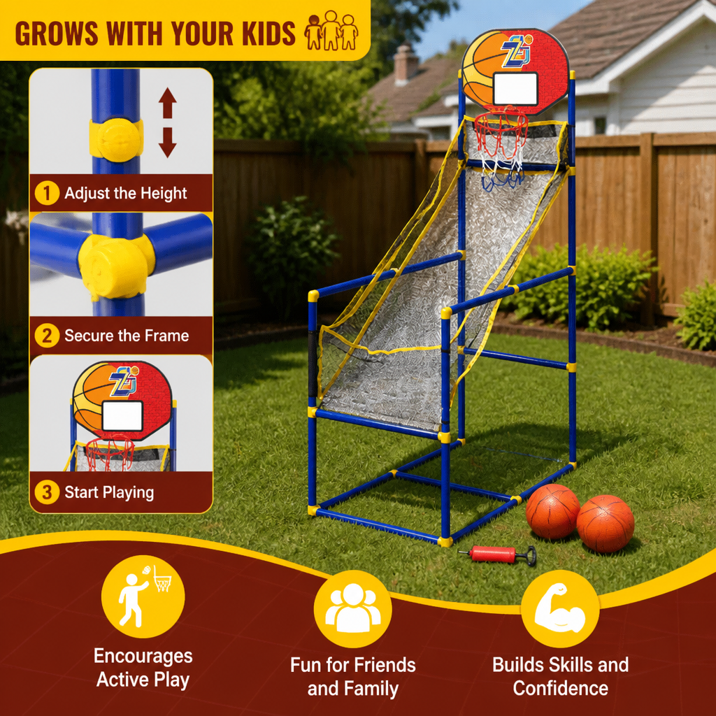 Adjustable Kids Basketball Hoop Set - That Grows With Your Kids