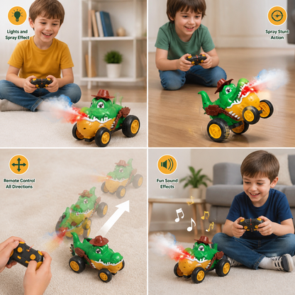 Remote Control Crocodile Stunt Car – Lights, Spray & Sound Effects