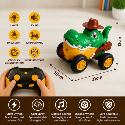 Remote Control Crocodile Stunt Car – Lights, Spray & Sound Effects