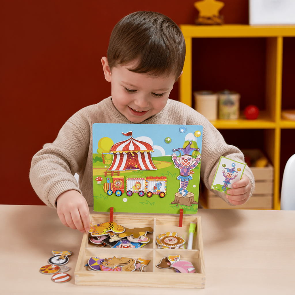 Magnetic Wooden Dress-Up & Matching Puzzle Board – Creative Learning Toy