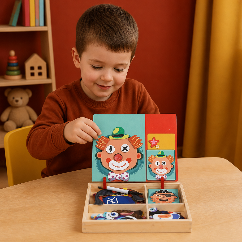 Magnetic Wooden Dress-Up & Matching Puzzle Board – Creative Learning Toy