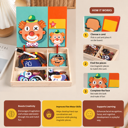 Magnetic Wooden Dress-Up & Matching Puzzle Board – Creative Learning Toy
