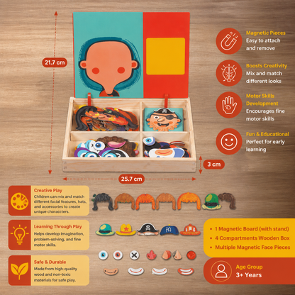 Magnetic Wooden Dress-Up & Matching Puzzle Board – Creative Learning Toy