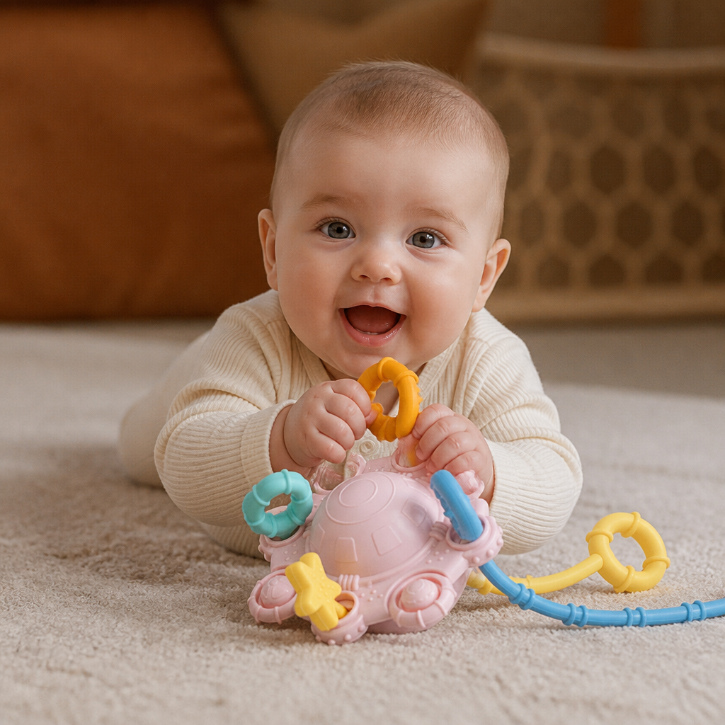 Montessori Sensory Pull & Explore Teething Toy – Silicone Pull Cord for Tactile Learning & Gum Relief