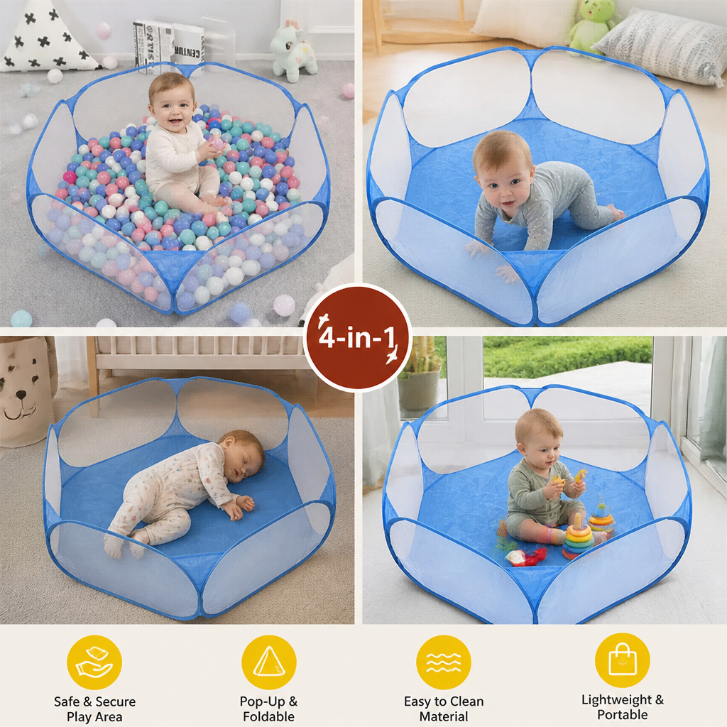 Portable Pop-Up Baby Playpen Tent for Toddlers