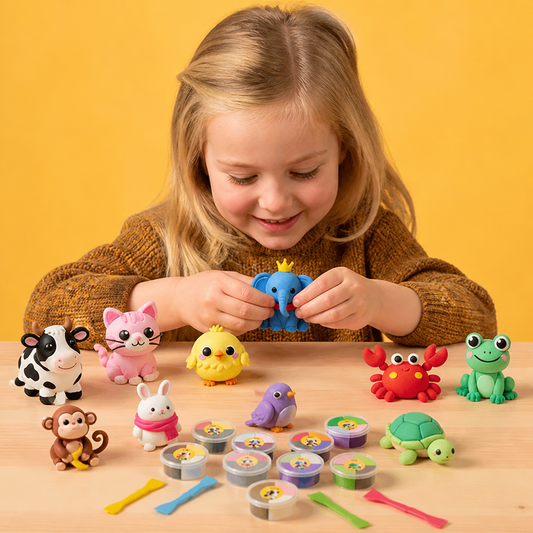 12-Piece Air Dry Clay Animal Craft Kit for Kids