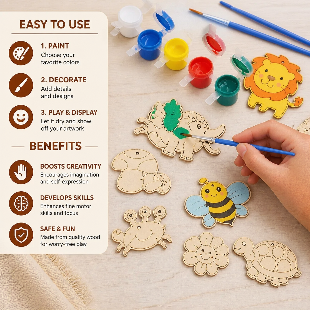 DIY Wooden Paint & Play Craft Kit for Kids