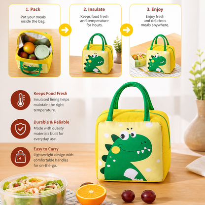 Cartoon Animal Insulated Lunch Bag for Kids