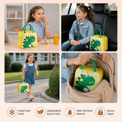 Cartoon Animal Insulated Lunch Bag for Kids