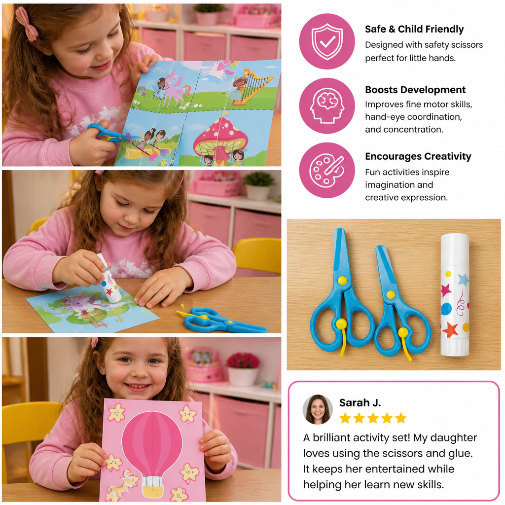 Kids Scissor Skills Activity Book – Safe Cutting Practice with Safety Scissors