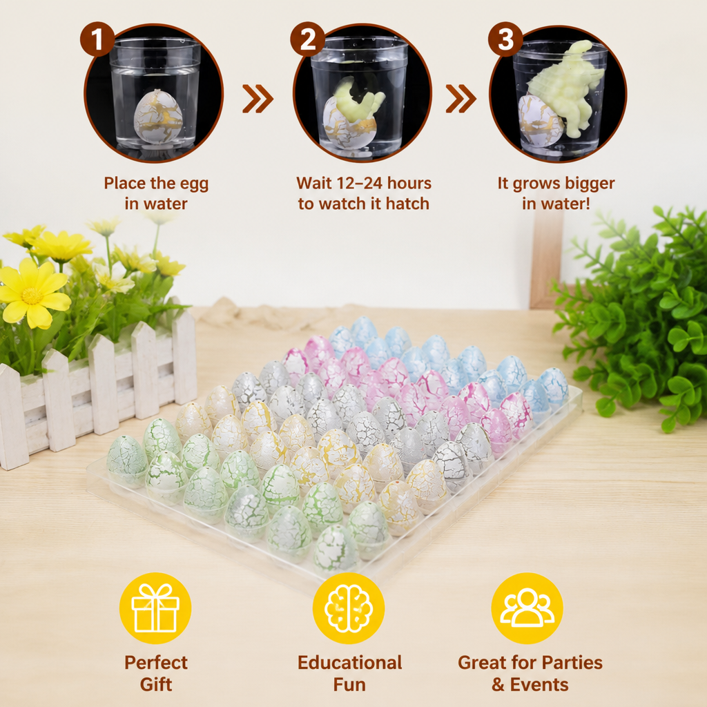 Hatching Dinosaur Egg Kit – Grow-in-Water Dino Eggs with Surprise Toys