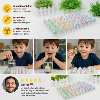 Hatching Dinosaur Egg Kit – Grow-in-Water Dino Eggs with Surprise Toys