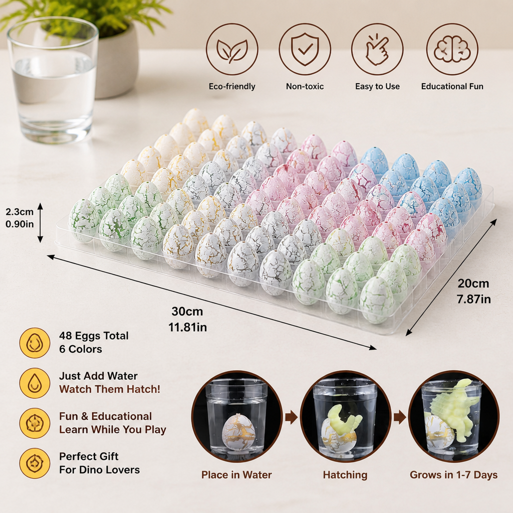 Hatching Dinosaur Egg Kit – Grow-in-Water Dino Eggs with Surprise Toys
