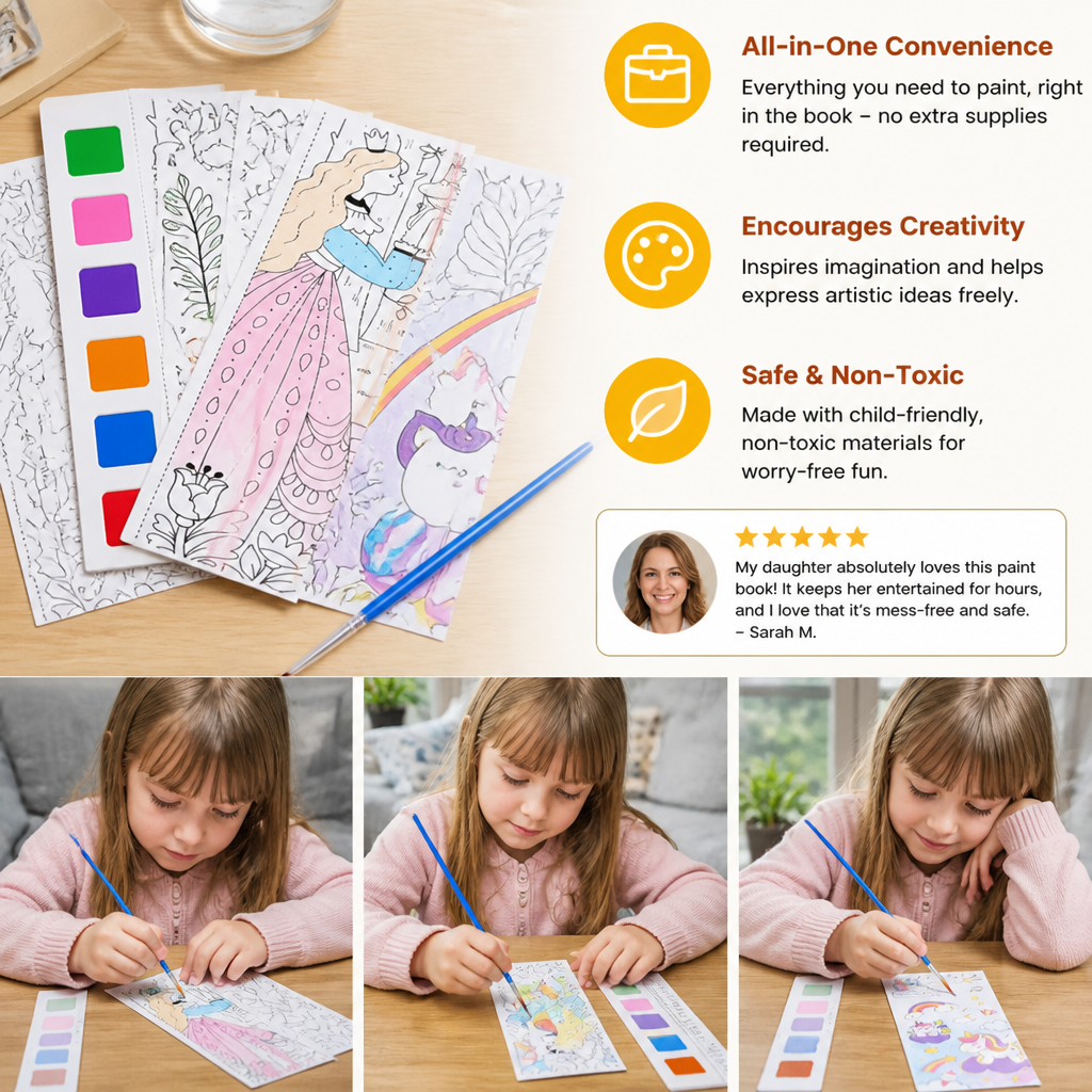 All-in-One Watercolour Painting Book with Built-In Paint & Brush