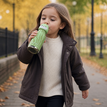 Cute Cartoon Animal Insulated Stainless Steel Straw Cup – 480ml