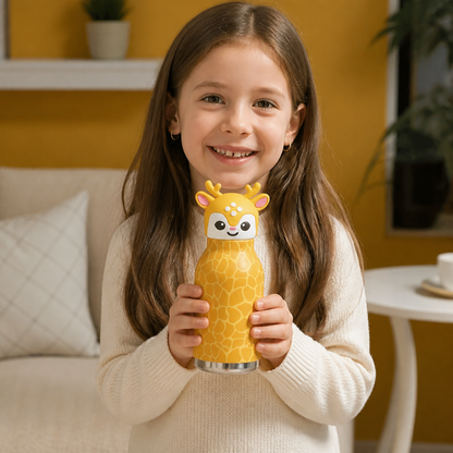 Cute Cartoon Animal Insulated Stainless Steel Straw Cup – 480ml