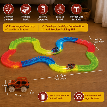 Glow-in-the-Dark Flexible Sand Race Track Set for Kids