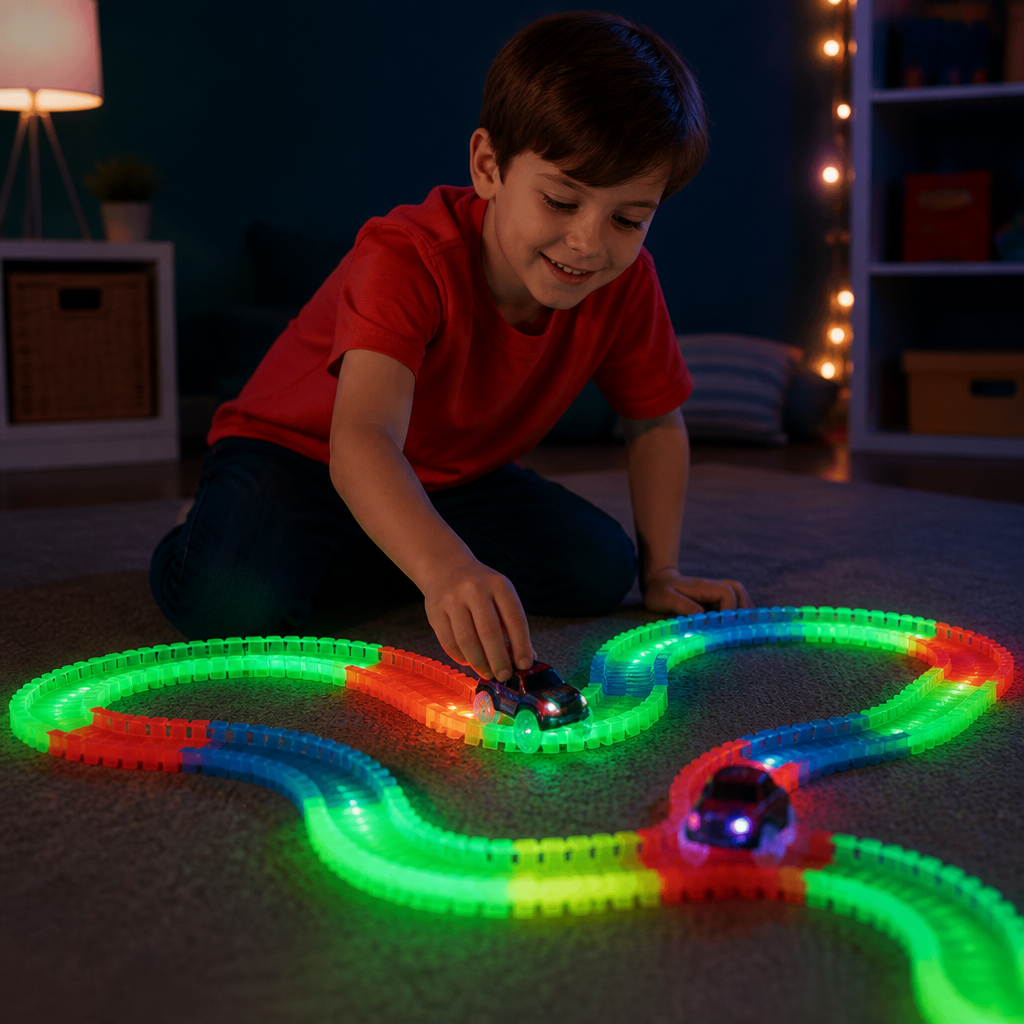 Glow-in-the-Dark Flexible Sand Race Track Set for Kids