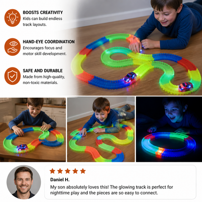 Glow-in-the-Dark Flexible Sand Race Track Set for Kids